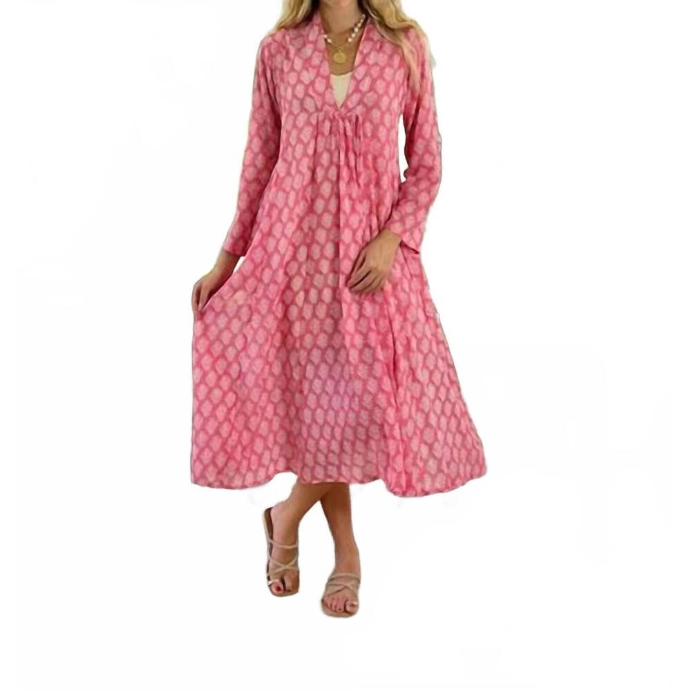 NEW JUST DARVINY karolina v-neck midi dress in bahama pink